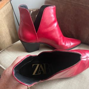 Zara red ankle boots.